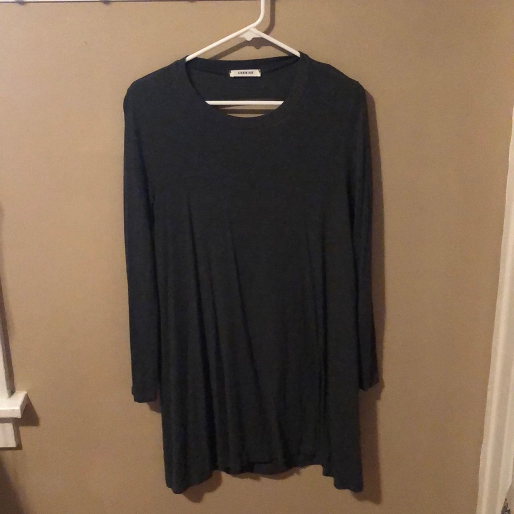slate grey long sleeve dress